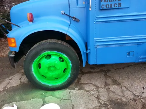 Ninja Turtle green up on the bus now!