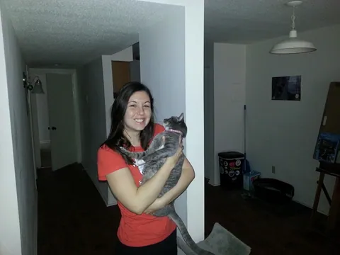 Our gracious host and her goofball cat :D