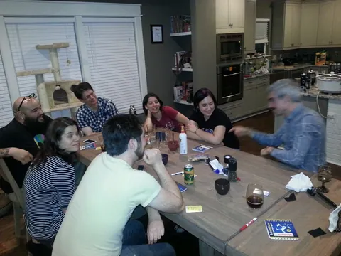 Post Friday night dinner and gaming. It was a great night.
