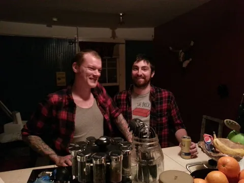 Jake and Loren dressed like twins. How cute.