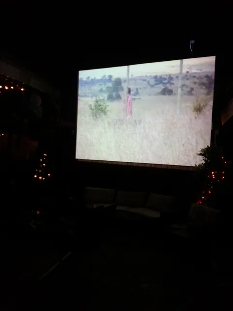 Big screen outside on the patio